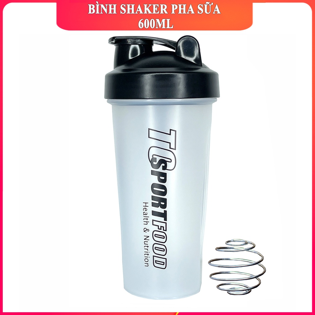 Bình lắc Shaker pha sữa cho người tập GYM - Bình nước thể thao Shaker - 600 ml - chính hãng