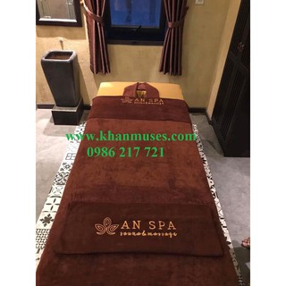 Bộ 5 Khăn Trải giường Spa 90x190 cm, Màu Nâu