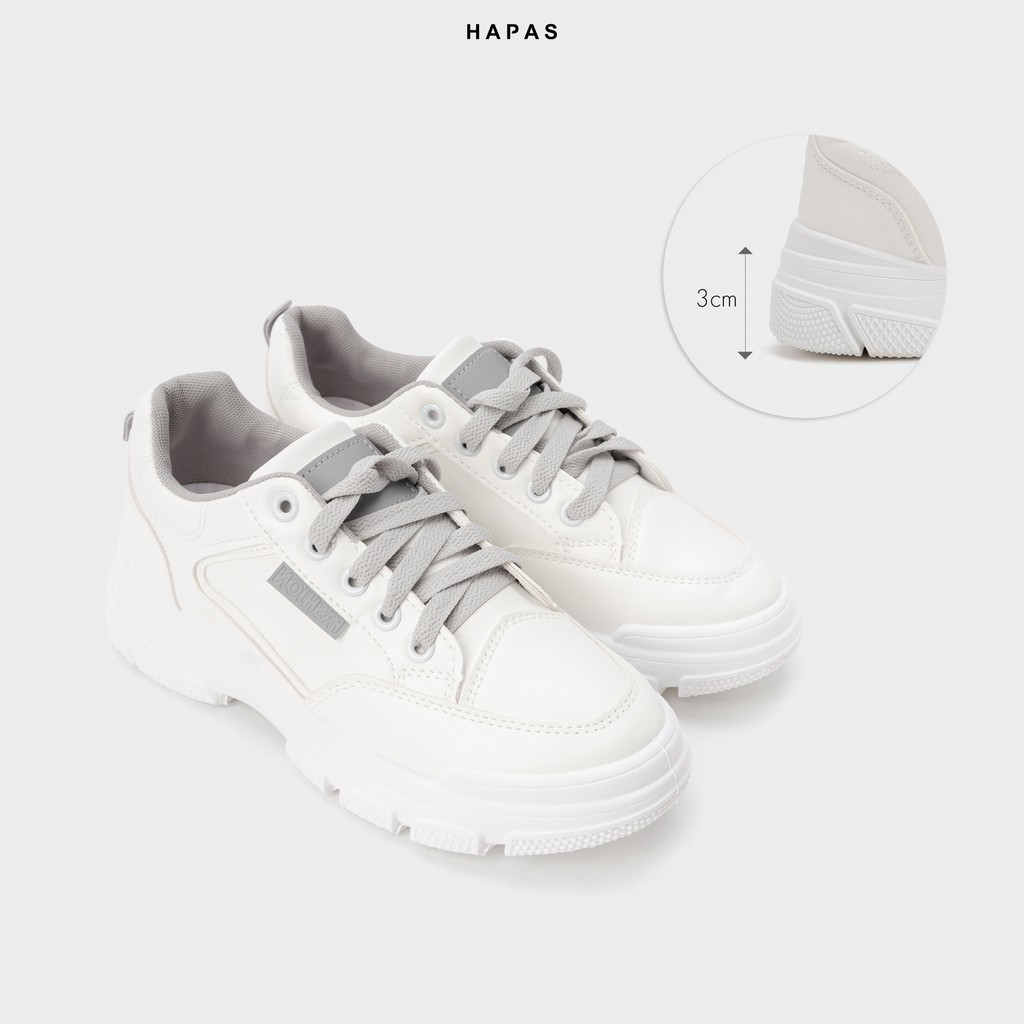 Giày Thể Thao Nữ Sneaker Trơn Dây Xám 2Phân HAPAS - GSK248