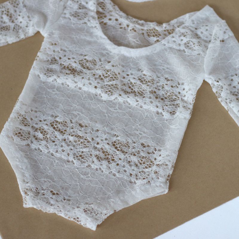 Bộ Áo Liền Quần Công Chúa Kèm Mũ Ren Toàn Diện Làm Phụ Kiện Chụp Ảnh Cho Bé Sơ Sinh