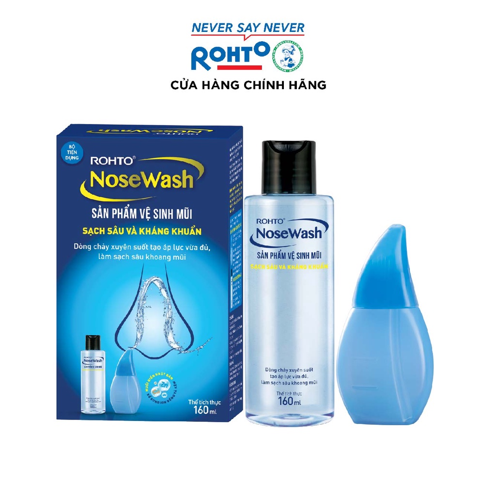 Bộ tiện dụng vệ sinh mũi Rohto NoseWash miniset (1 bình vệ sinh mũi Easy Shower và 1 bình dung dịch 160ml)