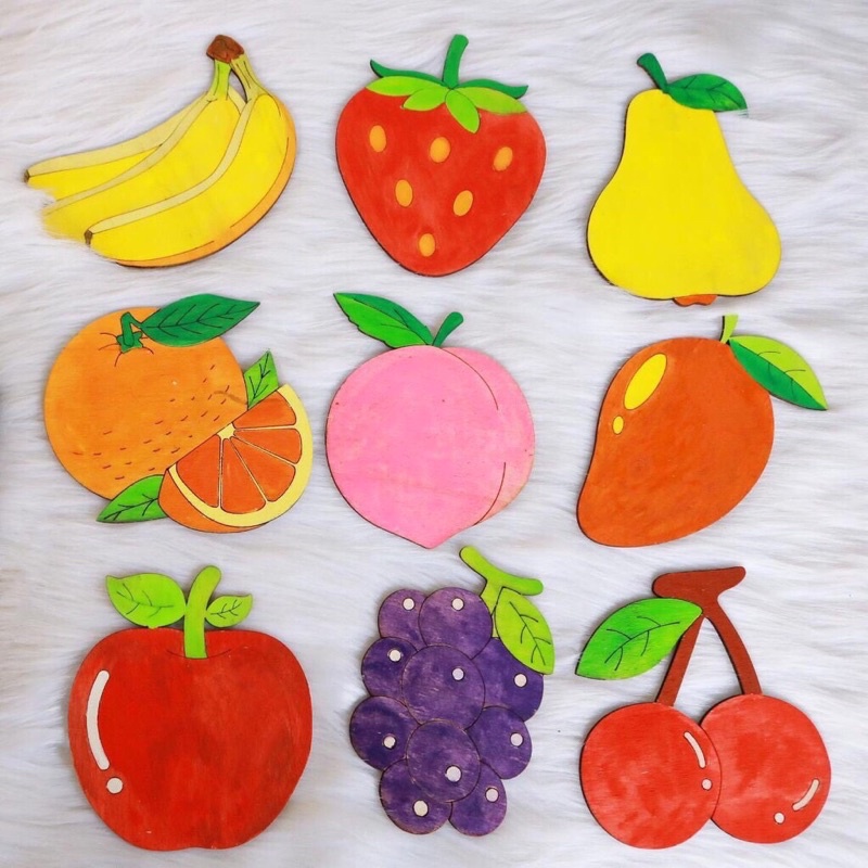 Combo 10 hình tô màu bằng gỗ bộ trái cây 🍉🍐 cho bé thoả sức khám phá