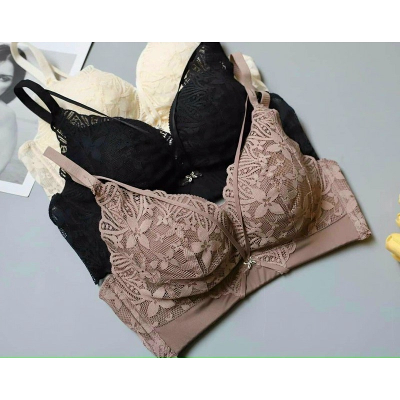 [2289] Áo lót định hình ren đan dây siêu độn dày đệm mút hơi mềm mại thoáng khí, không gọng,siêu nâng đẩy có video thật