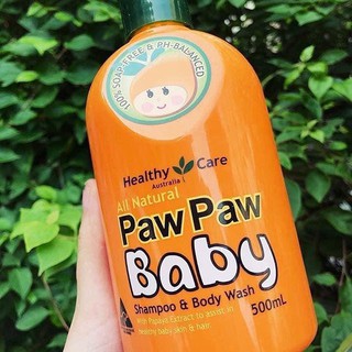 healthy care all natural paw paw baby shampoo wash 500ml