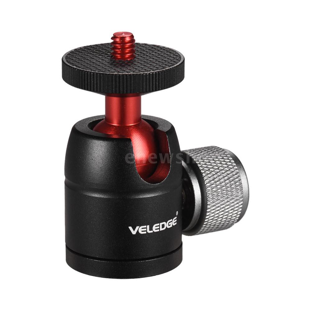 VELEDGE Mini Tripod Ball Head Adapter Ballhead Alumimun Alloy 360 Degree Swivel with 1/4 Inch Screw 1/4 & 3/8 Inch Screw