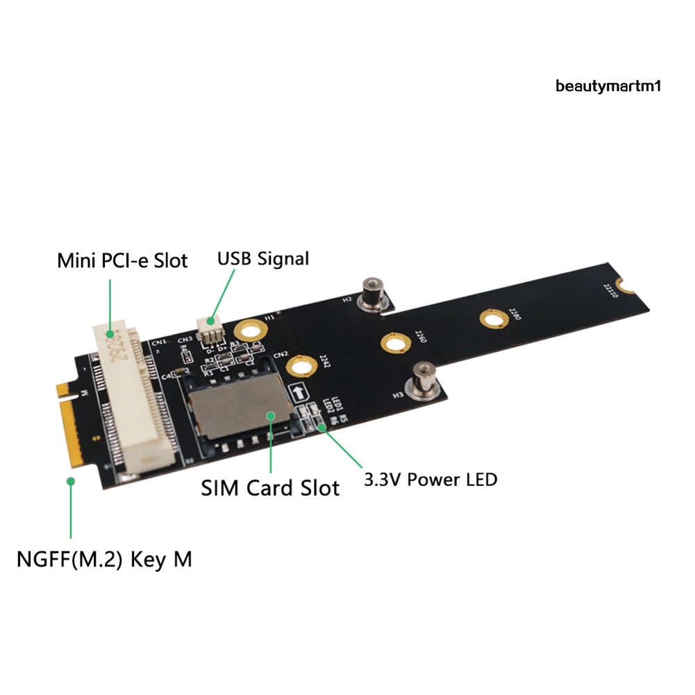 Bộ Chuyển Đổi Pci-E Sang Ngff M.2 Key M A / E Có Khe Cắm Thẻ Sim Led | BigBuy360 - bigbuy360.vn