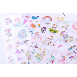Set 6 tấm sticker dán Kỳ Lân Unicorn