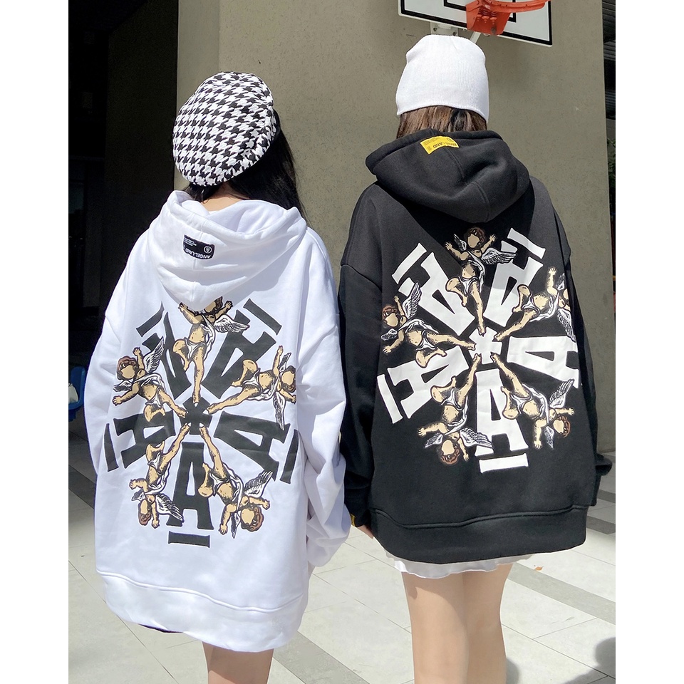 Áo Khoác Hoodie Angel-Land The Fives Black Hoodie Nỉ Bông - T5B