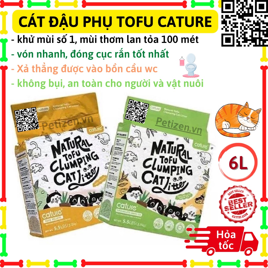 Cát Vệ sinh Mèo Tofu Cature - Túi 6L - Petizen