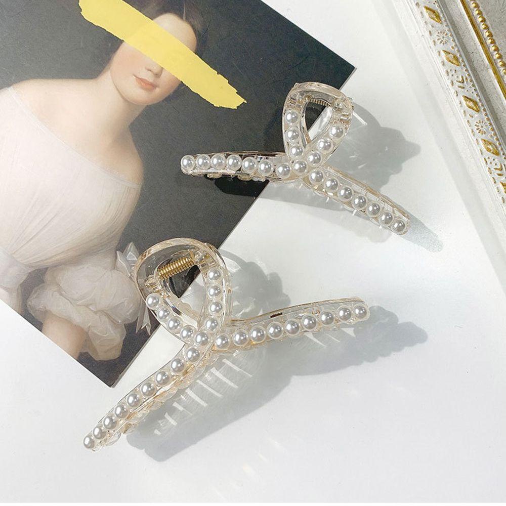 EXPEN Kẹp Tóc Nhựa Đính Ngọc Trai Nhân Tạo Phong Cách Hàn Quốc