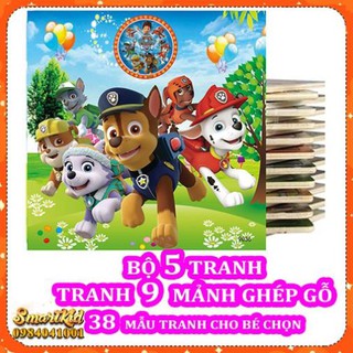 Bộ 5 Tranh Xếp Hình 9 Mảnh Ghép Hình Bằng Gỗ Cho Bé 1- 4 Tuổi
