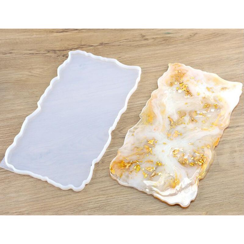 Sa Khuôn Silicone Làm Đế Lót Ly Bằng Pha Lê Epoxy Thiết Kế Bất Đối Xứng