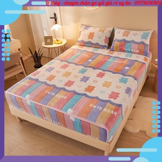 BỘ GA GỐI NỈ TUYẾT SỮA, THẢM NỈ BO CHUN BỌC ĐỆM MẪU MỚI