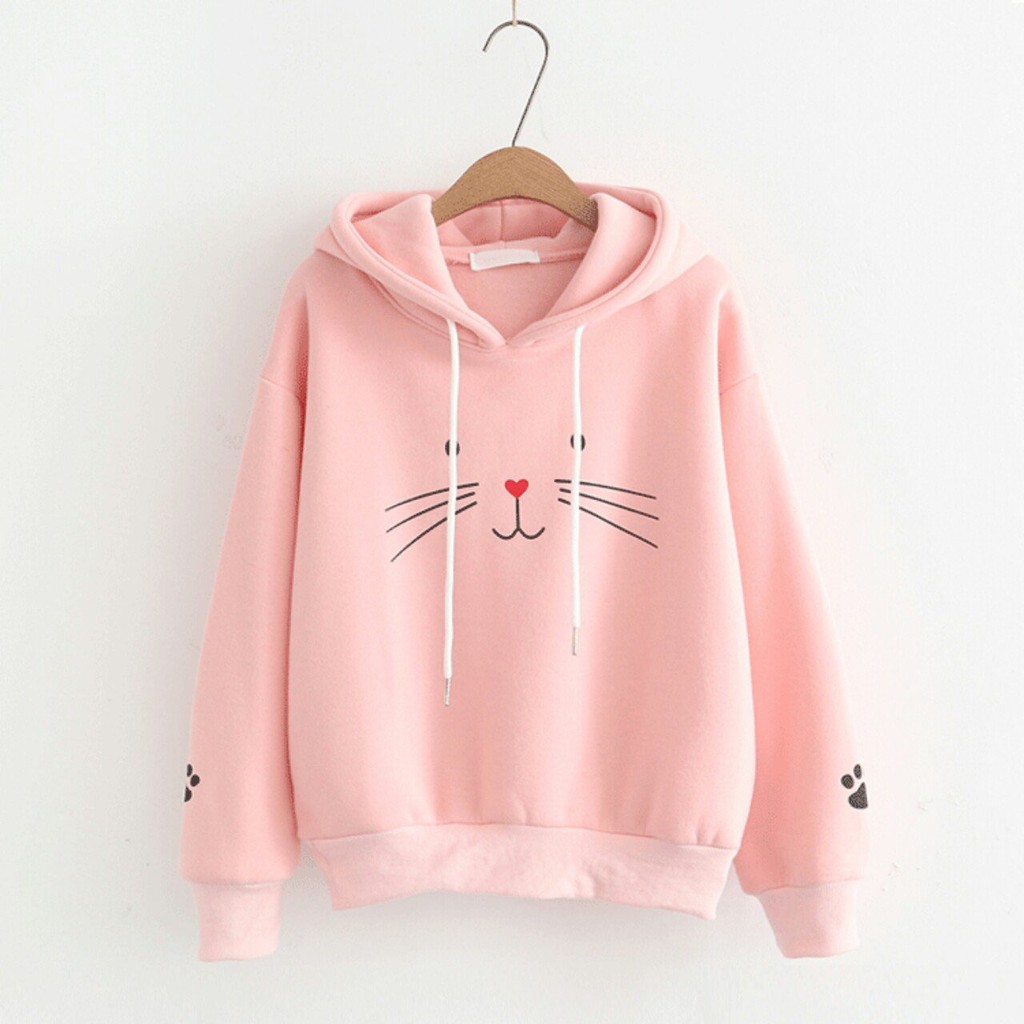ÁO HOODIE NỮ❤️ĐỔI TRẢ HÀNG NẾU KO VỪA Ý ❤️ ️FREESHIP️  ( MẶT MÈO)  VẢI NỈ NHIỀU MÀU IN  AO HOODIE FREE SIZE DƯỚI 60KG Sn | BigBuy360 - bigbuy360.vn