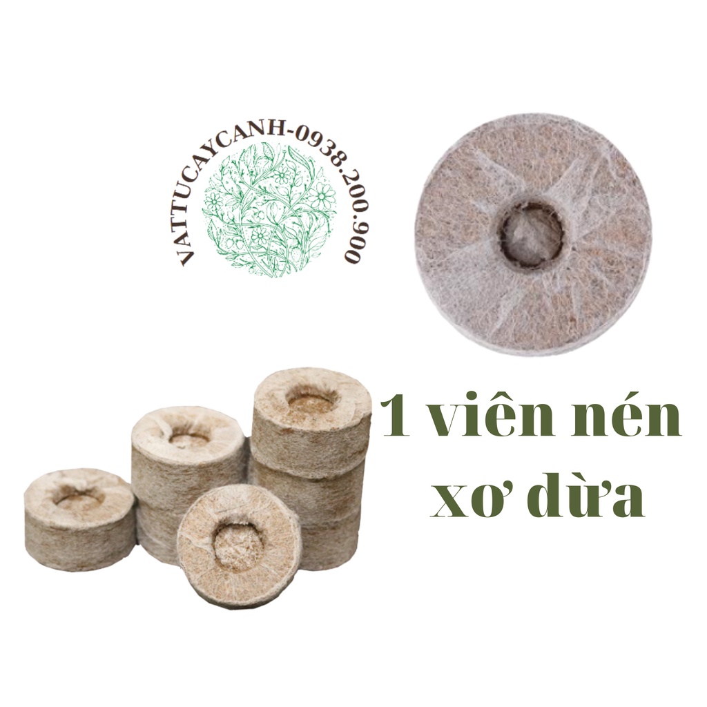 Viên nén sơ dừa ươm cây, viên nén cám mụn dừa ươm hạt và cây non 1 viên