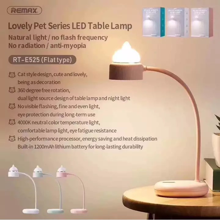 Đèn Để Bàn Có Điều Chỉnh 3 Mức Độ Sáng Remax RT-E525 - Xoay 360 Độ Tiện Lợi - Có Chế Độ Đèn Ngủ - Ánh Sáng Êm Dịu