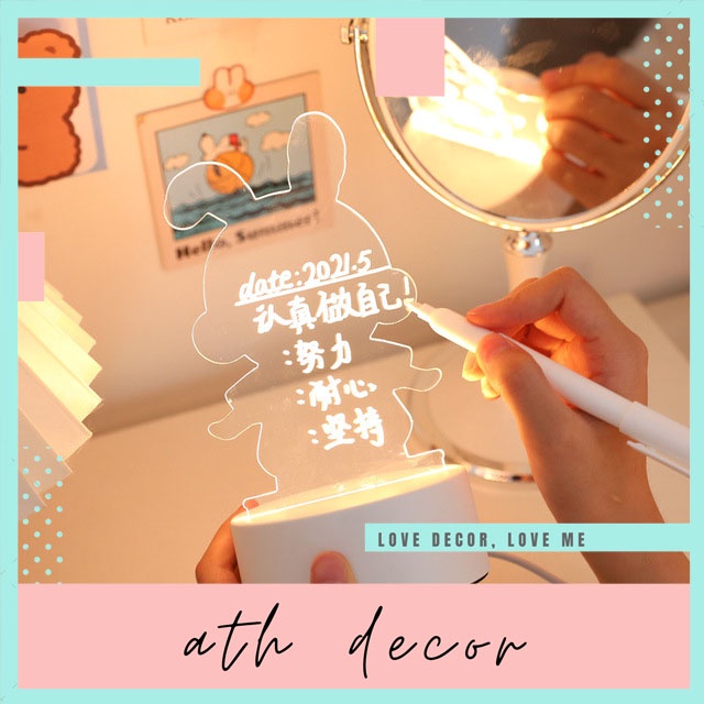 Đèn ngủ 3D để bàn trang trí phong cách dễ thương, thiết kế sáng tạo có thể viết và tẩy xóa