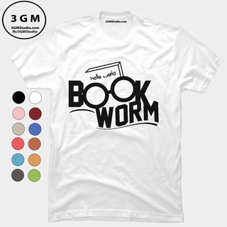 Áo thun unisex cổ tròn form vừa Book Worm - White 3GMStore vải Cotton dày dặn thoáng mát