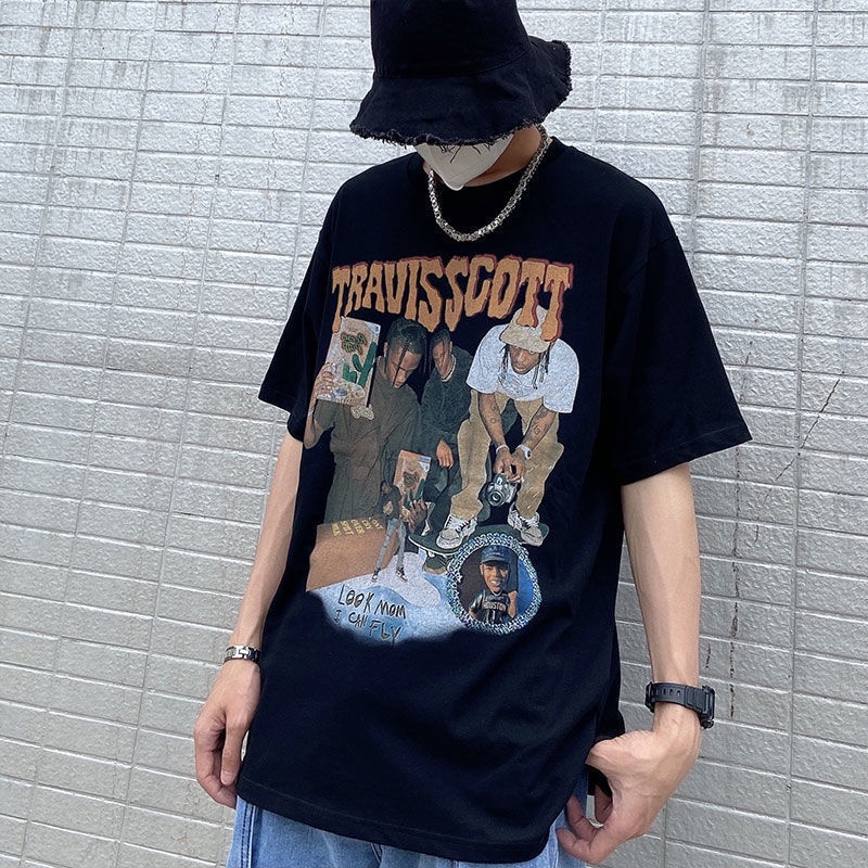 Áo Thun Ngắn Tay Dáng Rộng In Họa Tiết Kiểu Hip Hop 19675