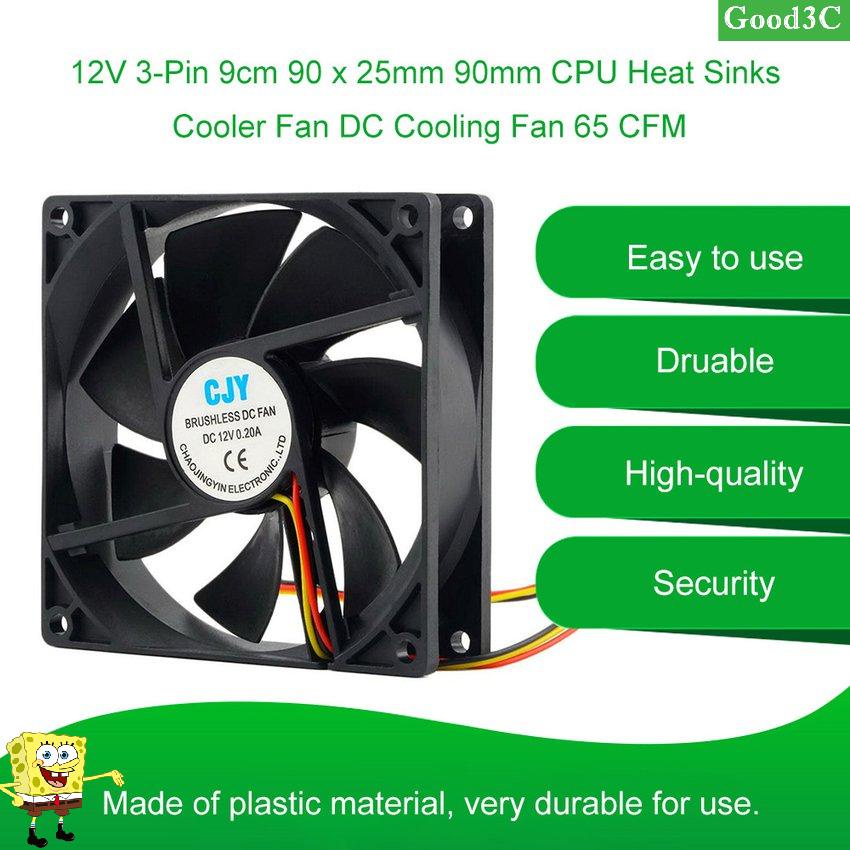 12V 3-Pin 9cm 90 x 25mm 90mm CPU Heat Sinks Cooler Fan DC Cooling Fan 65 CFM