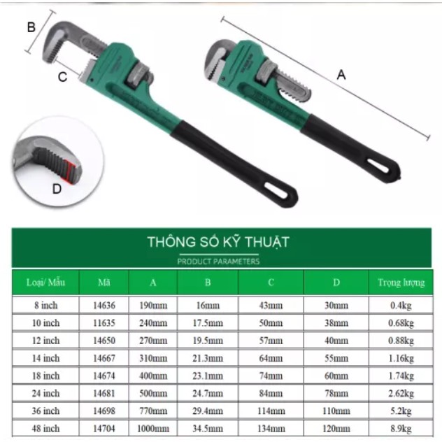 Mỏ Lết sửa Ống Nước TUOSEN - kìm nước chuyên dụng cho ae thợ sửa chữa