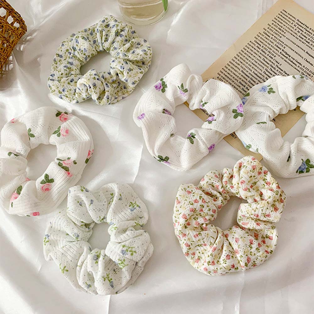 Dây buộc tóc vải in họa tiết hoa phong cách Hàn Quốc cho nữ