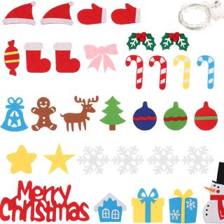 DIY Felt Christmas Tree With Ornaments String Light