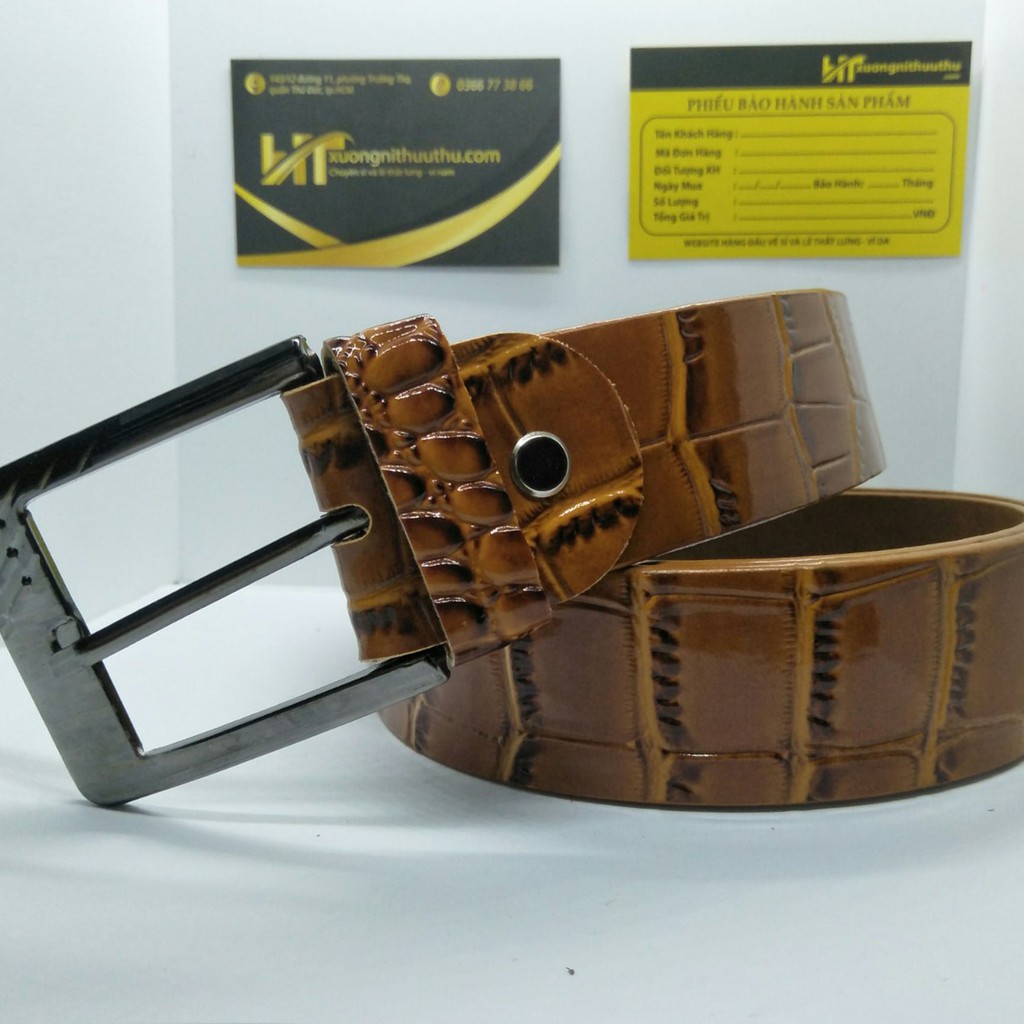 🎁FREESHIP🎁 Thắt lưng da pu vân cá sấu nam cao cấp - rộng 38mm khóa lăn, dây lưng nam