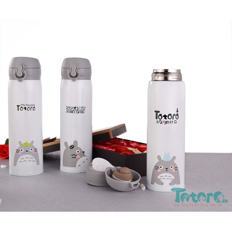 Bình giữ nhiệt inox Totoro cực dễ thương nắp cài 500ML