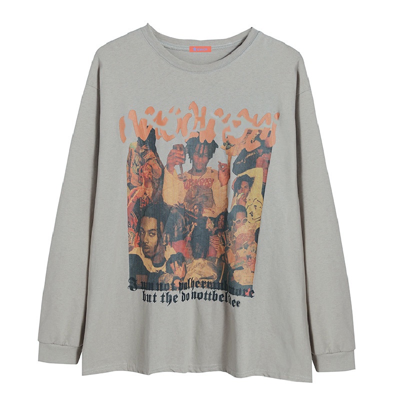 Áo thun nữ tay dài dáng rộng phong cách hip hop