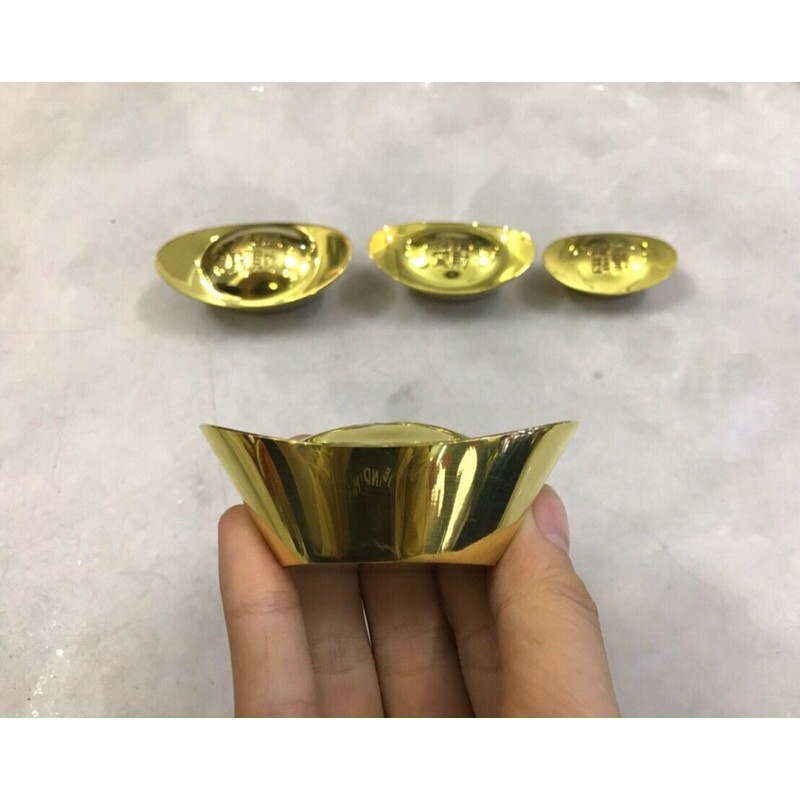 Thỏi vàng tài lộc nhiều cỡ bằng đồng nguyên khối hàng bóng đẹp vật phẩm phong thủy tài lộc chiêu tài