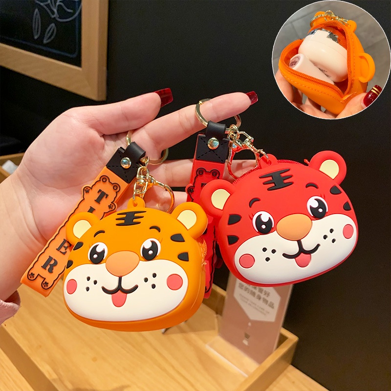 Ví Đựng Tiền Xu / Tai Nghe / Son Môi Họa Tiết Hổ Hoạt Hình Dễ Thương