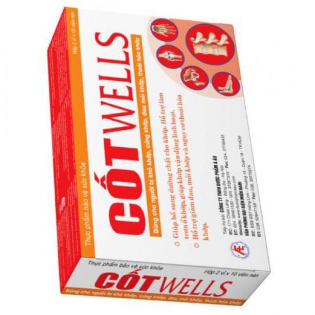 Viên uống CốtWells - Cốt wells– Hỗ trợ giảm đau mỏi khớp, thoái hóa khớp - Hộp 20 viên