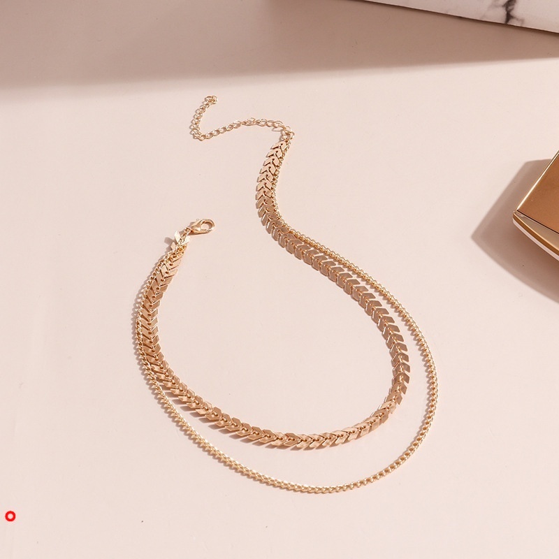 Vòng cổ choker hai lớp hình xương cá thời trang cho nữ