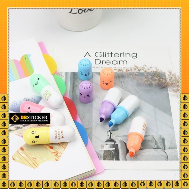Set 6 Bút Nhớ Dòng Bút Đánh Dấu Bút Highligher Mini Hình Viên Thuốc Cho Học Sinh Sinh Viên