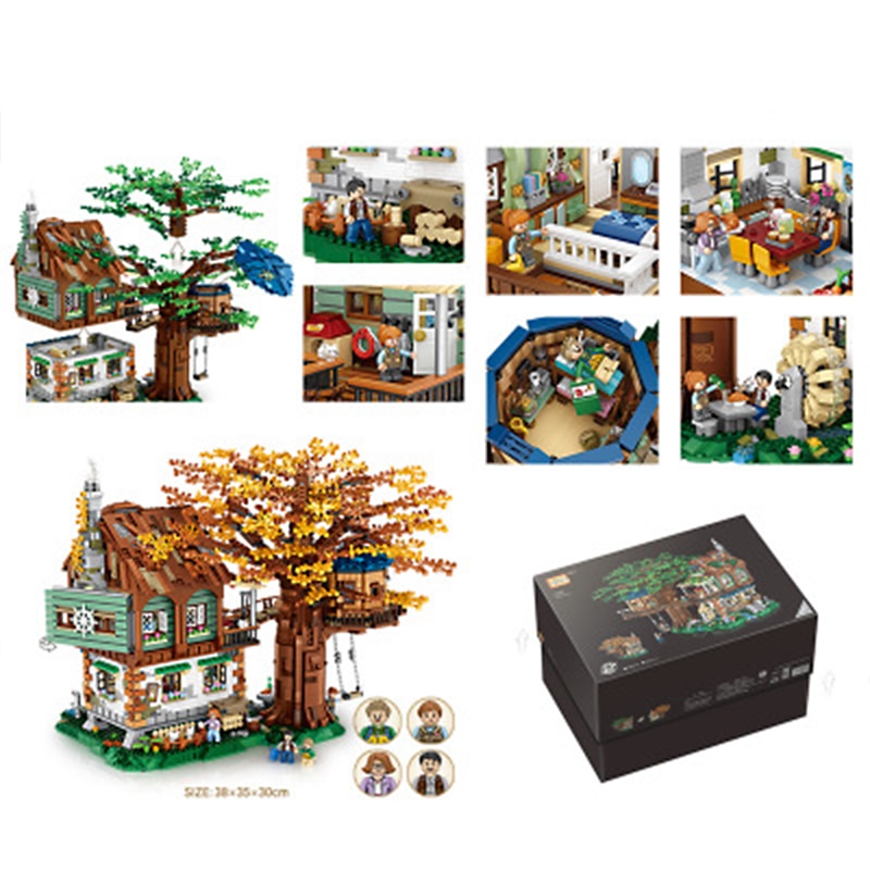 Lắp Ráp mô hình LOZ 1033 4761pcs mini DIY forest tree house with Figures nhà trên cây