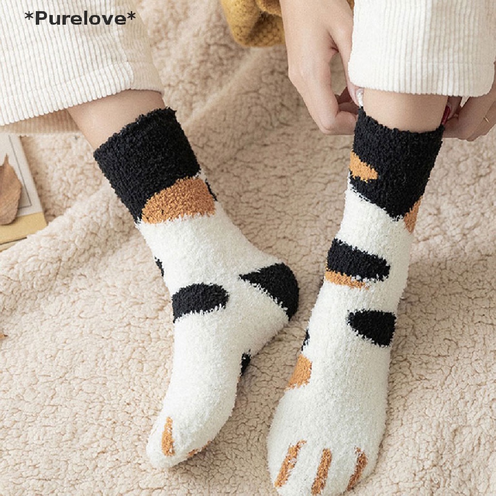 Vớ Cotton Pha Dày Dặn Ấm Áp Thiết Kế Móng Vuốt Mèo Mới Lạ Cho Nữ