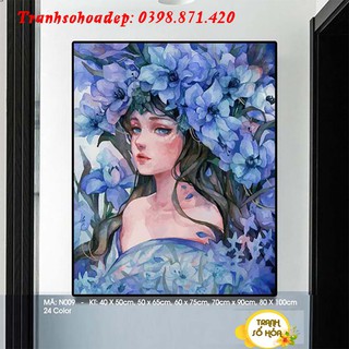 Tranh Sơn Dầu Số Hóa Bé Gái Vô Cùng Đáng Yêu Đã Căng Khung Sẵn