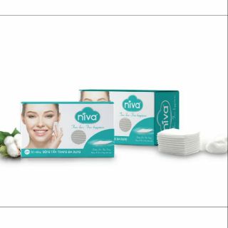 Bông Tẩy Trang Đa Dụng Niva Hình Chữ Nhật- 100% Bông Thiên Nhiên- Mềm Mại- Không Xổ Lông- An Toàn Cho Da [Hộp 80 Miếng]