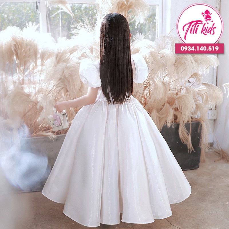 Đầm Bé Gái TiTiKids Đầm Công Chúa Trắng Ngọc Trai CC198