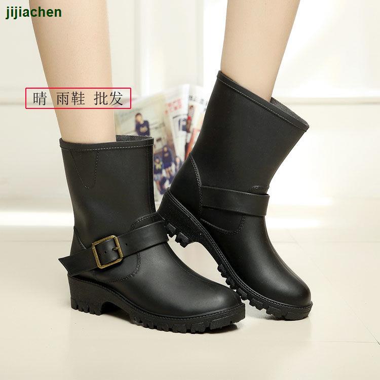 Giày bốt cao su đi mưa đế dày chống trượt thời trang mùa đông cho nữ