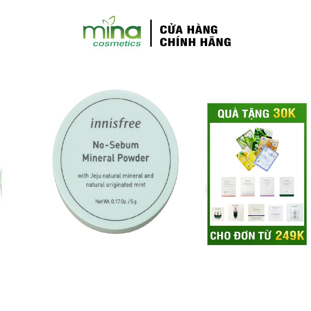 Phấn phủ kiềm dầu dạng bột khoáng Innisfree No Sebum Mineral Powder 5g