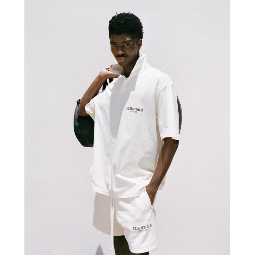 FEAR OF GOD ESSENTIALS Double-line FOG reflective loose letters POLO shirt short sleeves
