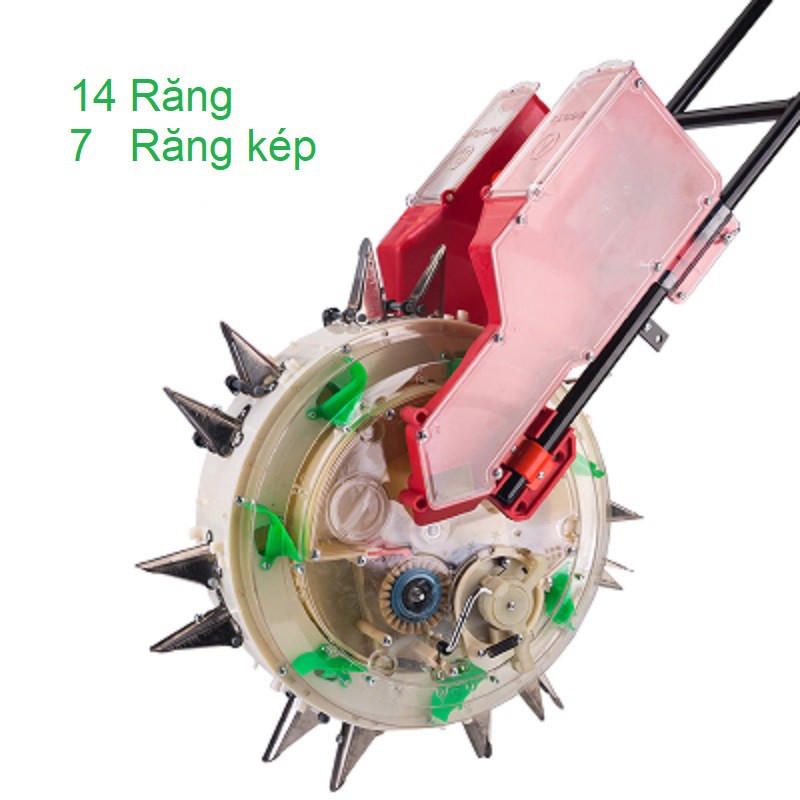 Máy gieo hạt tự động, Kết hợp bón phân thẳng hàng (14 răng - 7 răng kép - 23cm), máy tỉa hạt, máy tỉa bắp, mỏ inox