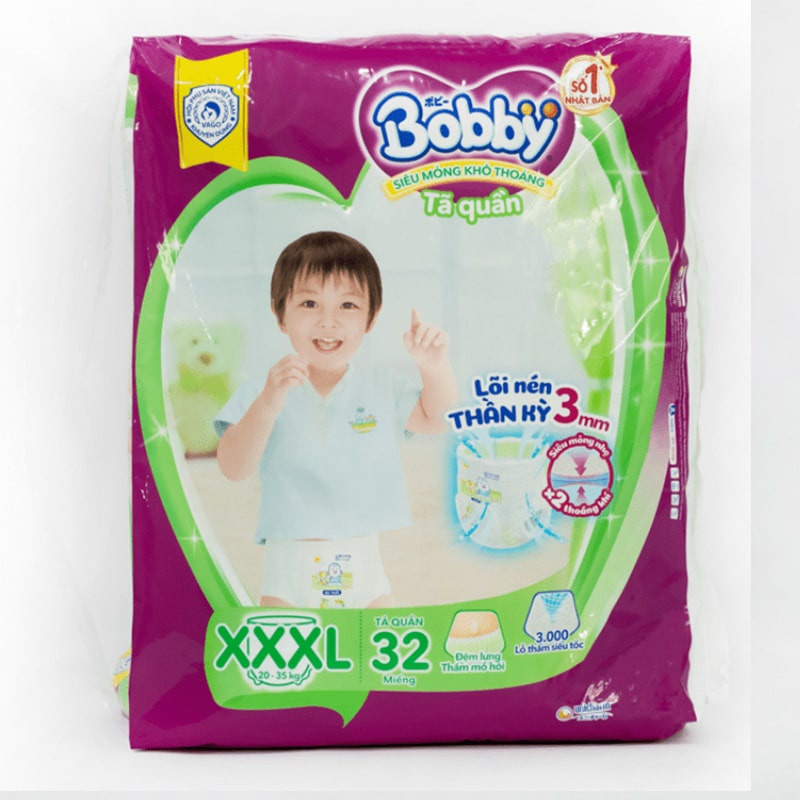 Tã Quần Bobby Siêu Thấm Khô Thoáng Chống Tràn Size Xxxl 32 Miếng Ngừa Hăm Hiệu Quả Cho Bé