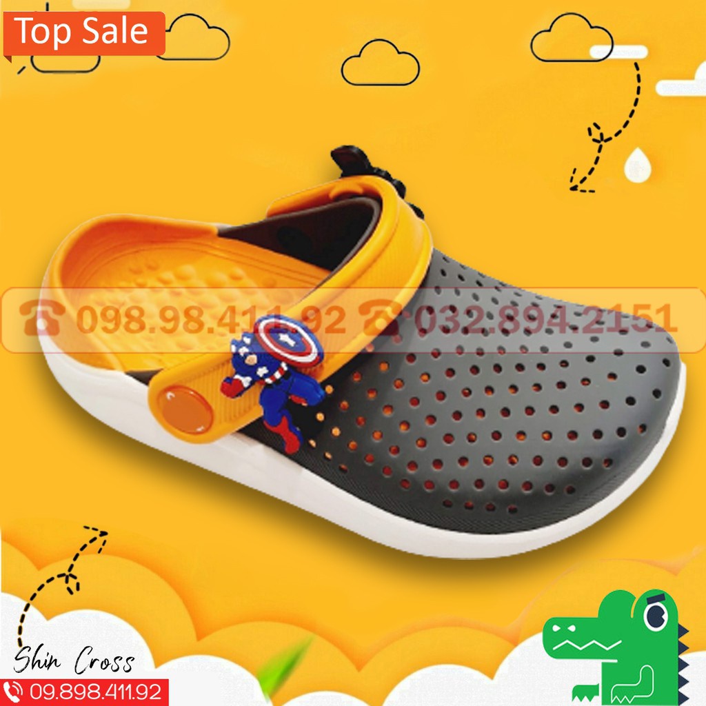 dép Cross cho bé màu cam viền xám SUCLIT tặng thêm 6 sticker cross