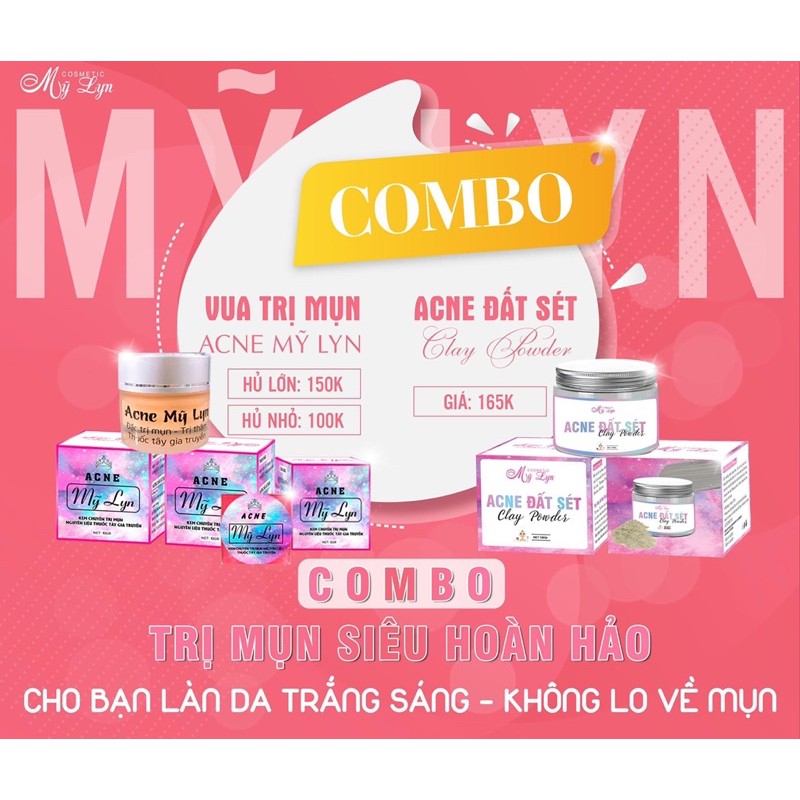 Combo Bột Rửa Mặt Đất Sét Acne Và Acne Mỹ Lyn (Kèm quà)