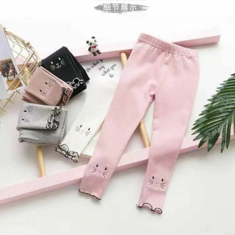 QUẦN LEGGING LEN TĂM BÉ GÁI 8-18KG THÊU HÌNH MÈO HÌNH THỎ CỰC DỄ THƯƠNG - QATE16