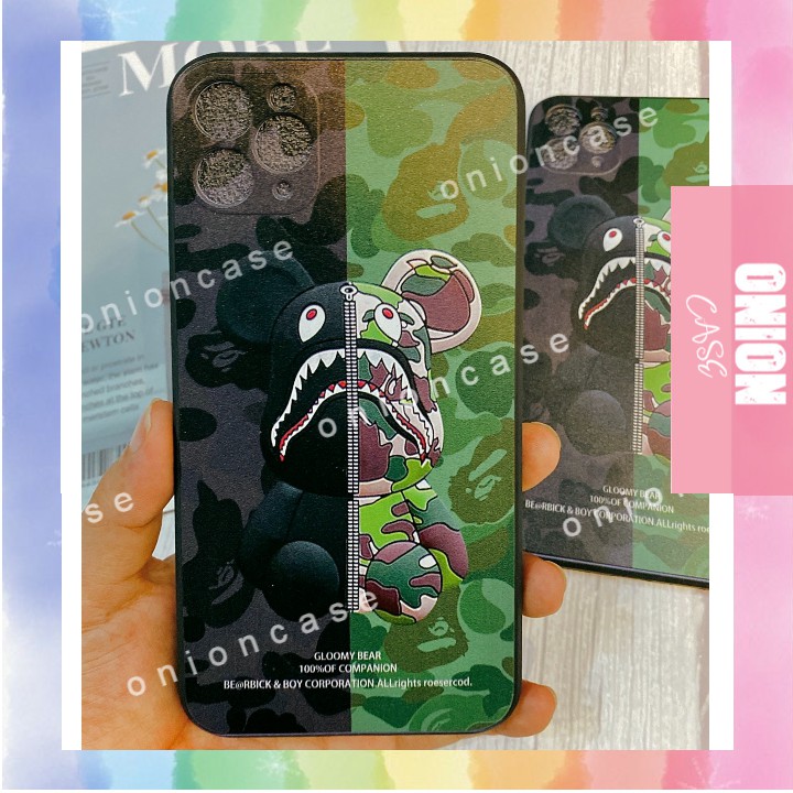 Ốp lưng iphone viền vuông hình GẤU XANH ĐEN siêu cute 6s plus/6/7/7plus/8/8plus/x/xs/xsmax/11/11pro/11promax/12/12promax