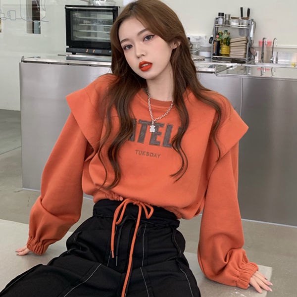 Áo Sweater Dáng Rộng Phối Dây Rút Thời Trang Mùa Thu Mới Dành Cho Nữ 2021